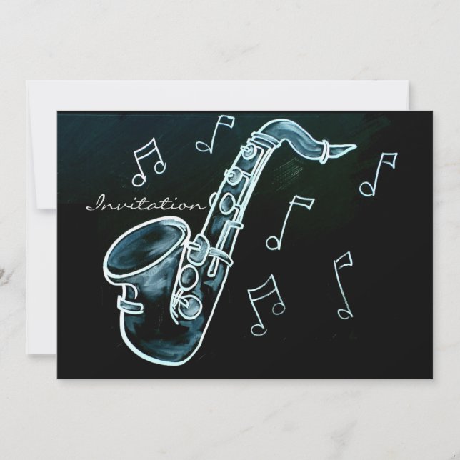 Invitation Notes de saxophone et de musique (Devant)