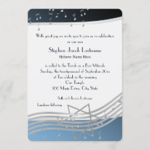 Notes musicales Bar Mitzvah Silver et Blue