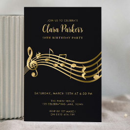 Invitation Notes musicales du 50e anniversaire Gold Elegant M