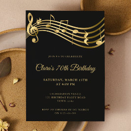 Invitation Notes musicales du 70e anniversaire Gold Elegant M