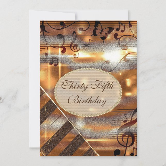 Invitation Notes musicales Glittery Silver & Gold 35e anniver (Devant)