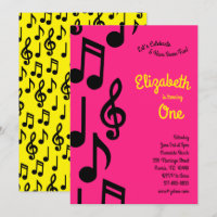 Notes musicales Les petits 1er anniversaire Pink