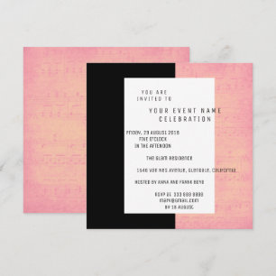 Invitation Notes musicales noires blanches Concert Rose Saumo