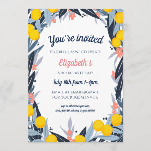 Invitation Notes tropicales Partie virtuelle d'anniversaire