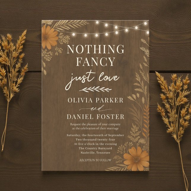 Invitation Nothing Fancy Just Love Rustic Boho Wedding  (Créateur téléchargé)