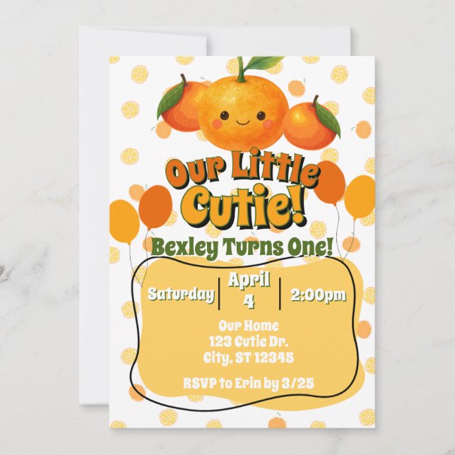 Invitation Notre anniversaire de clémentine Little Cutie (Devant)