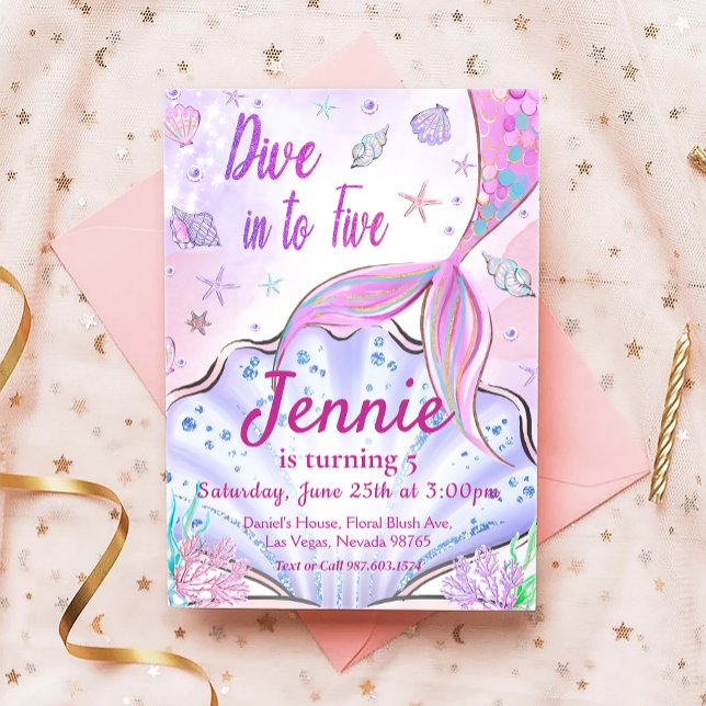 Invitation Notre Anniversaire De Sirène Sous La Fête De La Me (Créateur téléchargé)