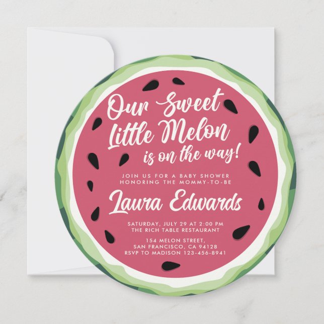 Invitation Notre Baby shower d'été Sweet Little Melon (Devant)
