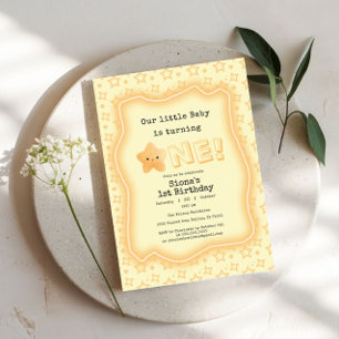 Invitation Notre bébé a un an Une jolie étoile 1er anniversai