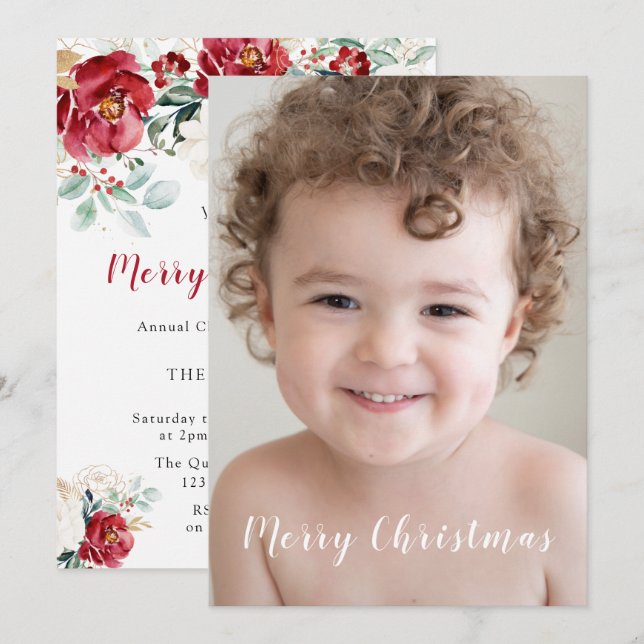 Invitation Notre belle famille Photo Joyeuse fête de Noël (Devant / Derrière)