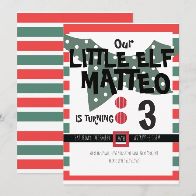 Invitation Notre Costume Petit Elfe-Elfe N'Importe Quel Âge A (Devant / Derrière)