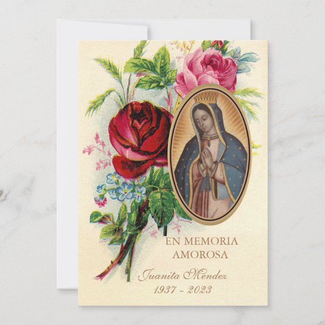 Invitation Notre-Dame de Guadalupe Espagne funérailles prière (Devant)