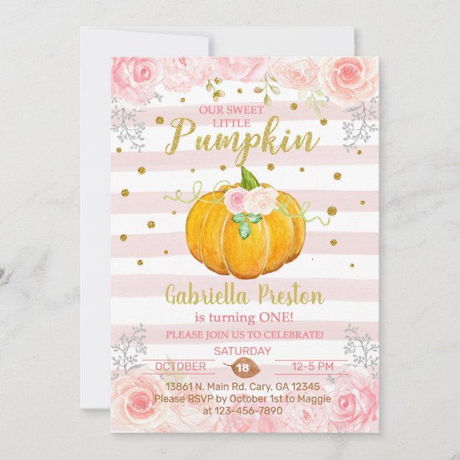 Invitation Notre doux petit citrouille 1er premier anniversai (Devant)
