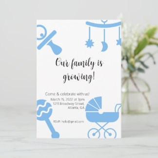 Invitation Notre famille grandit Baby shower