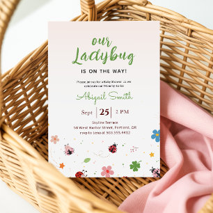 Invitation Notre Fête de Bébé Coccinelle Fille