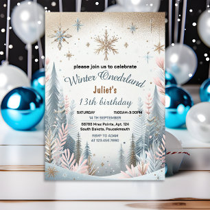 Invitation notre fille bleue neige hiver Onederland 13e anniv
