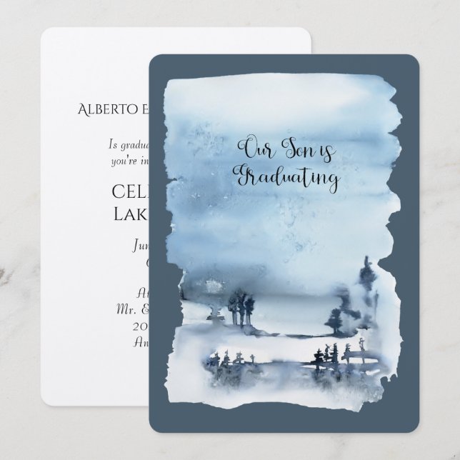 Invitation Notre Fils Diplôme Le Papier Métallique (Devant / Derrière)