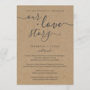 Invitation Notre histoire d'amour RSVP & Registre Tout en un