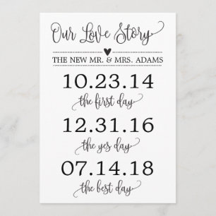 Invitation Notre histoire d'amour timeline décoration de mari