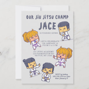 Invitation Notre Jiu Jitsu Champ à thème Anniversaire Invitat