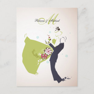 Invitation Notre jour du mariage - jeune mariée et marié avec