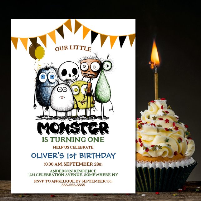 Invitation Notre Little Monster 1er anniversaire (Créateur téléchargé)