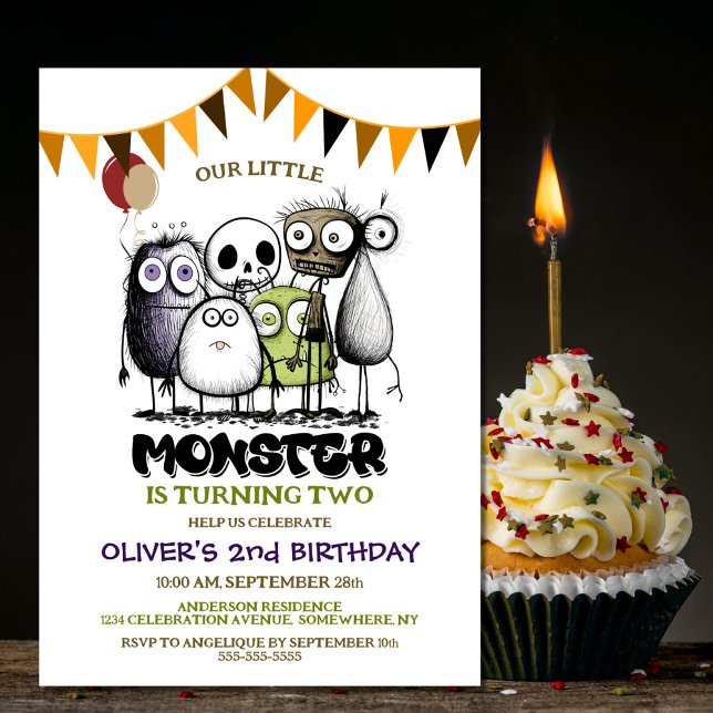 Invitation Notre Little Monster 2e fête d'anniversaire (Créateur téléchargé)