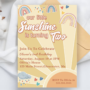 Invitation Notre Little Sunshine 2e anniversaire Rainbow Part