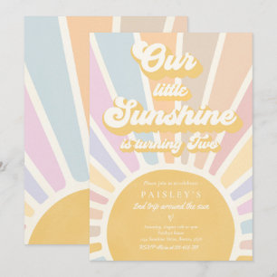 Invitation Notre Little Sunshine 2e fête d'anniversaire Retro