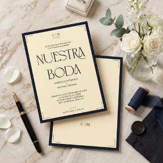Invitation Notre Mariage Art Déco Élégant Mariage Espagnol