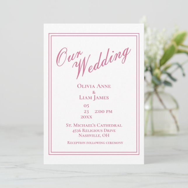 Invitation Notre Mariage Dusty Rose Moderne Mariage élégant (Debout devant)