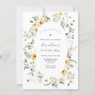 Invitation Notre Miel Abeille Jaune Fleur-Fleur Anniversaire