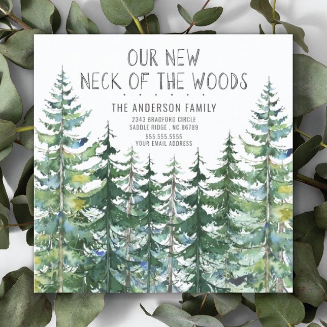 Invitation Notre nouveau cou des arbres d'épicéa des bois qui (Créateur téléchargé)
