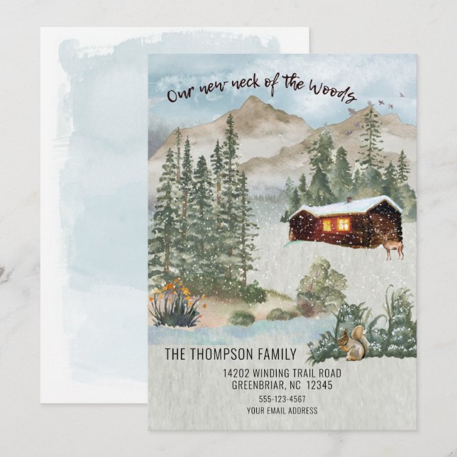 Invitation Notre nouveau cou du Cabine de pin de Bois se dépl (Devant / Derrière)