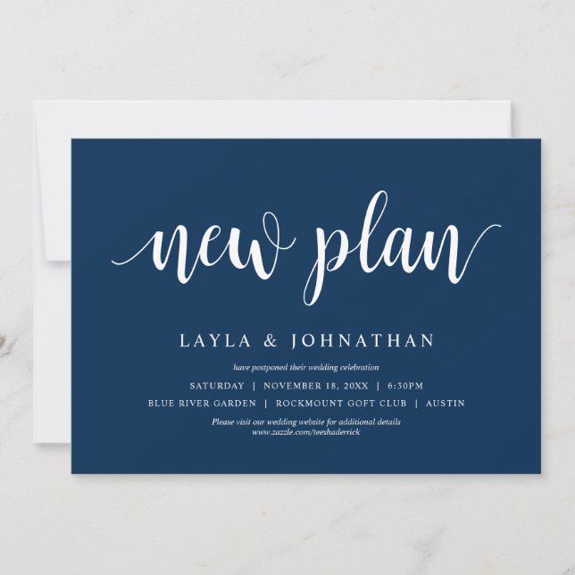 Invitation Notre nouveau plan de mariage Changer la date (Devant)
