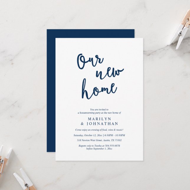 Invitation Notre nouvelle maison, Fête de la Ménage Rustique (Devant/Arrière en situation)