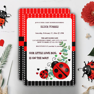 Invitation Notre petit amour Bug rouge Baby shower noir