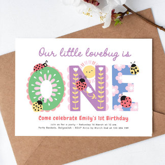 Invitation Notre petit amour, fête du premier anniversaire de