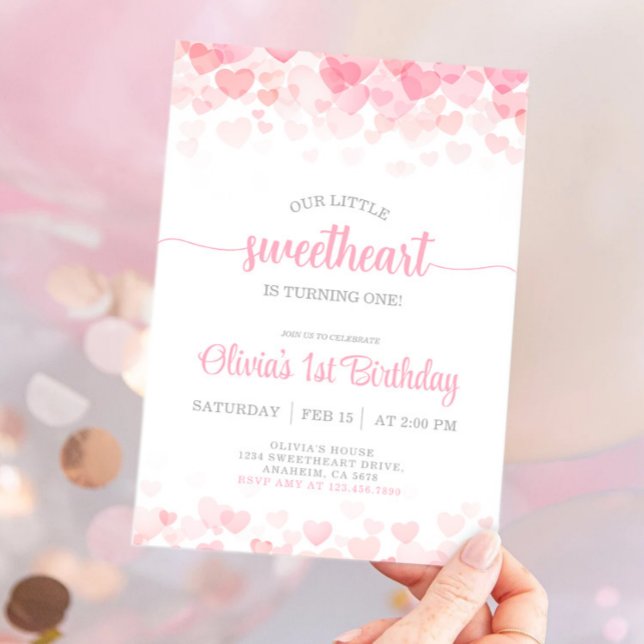 Invitation Notre petit amour Valentin premier anniversaire (Créateur téléchargé)