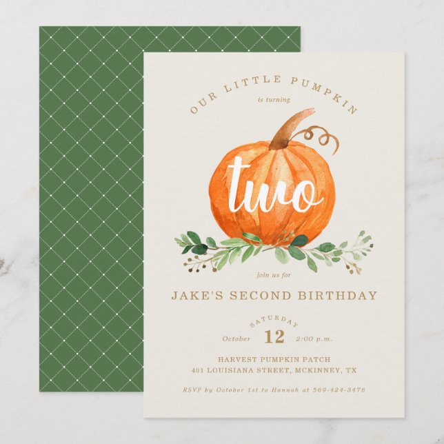 Invitation Notre Petit Anniversaire Citrouille (Devant / Derrière)