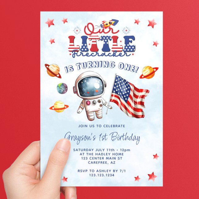Invitation Notre petit astronaute de pétards 1er anniversaire (Créateur téléchargé)
