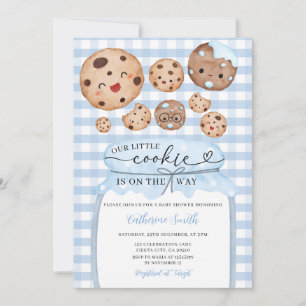 Invitation Notre Petit Baby shower Cookie En Jar Blue En vich