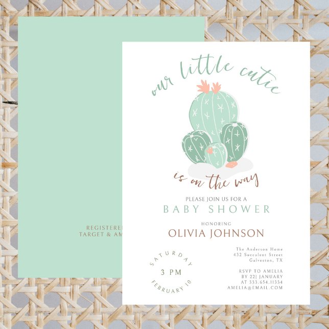 Invitation Notre petit Baby shower d'aquarelle Succulent Cuti (Créateur téléchargé)