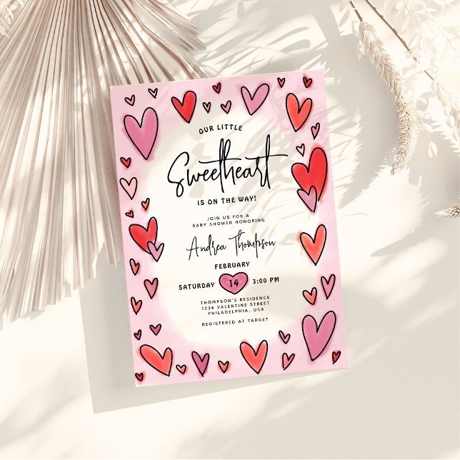 Invitation Notre petit Baby shower de coeur Saint-Valentin (Créateur téléchargé)