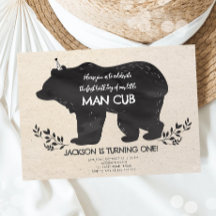 Notre Petit Bear Cub Bois Bois Premier Anniversair