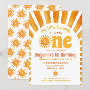 Invitation Notre Petit Bébé Sunshine Garçon 1er fête d'annive