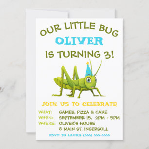 Invitation Notre Petit Bogue, Grasshopper, Anniversaire