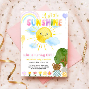 Invitation Notre petit Boho Sunshine Arc-en-ciel premier anni