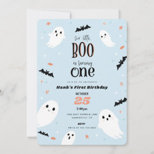 Invitation Notre Petit Boo Bleu Halloween Premier anniversair