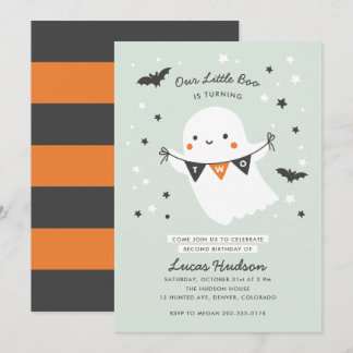 Invitation Notre Petit Boo Cute Kid Halloween Deuxième Annive